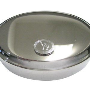 Etched Oval Camel Oval Trinket Jewelry Box